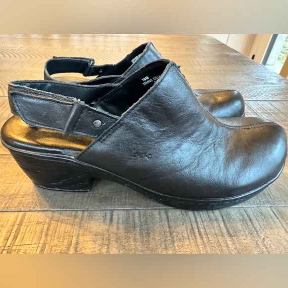 Born B.O.C Black Leather Clogs with Adjustable Strap Women’s Size 10 - Picture 1 of 12